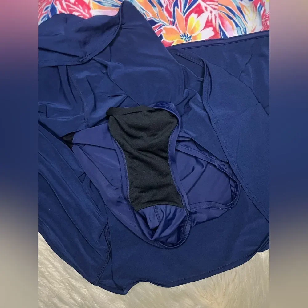 Sonnet Shores floral and Navy blue swim dress sz 20W